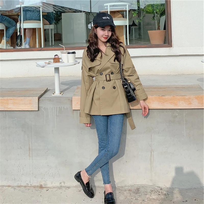 

YOSICIL Womens Windbreakers 2021 Fashion Solid Color Single Breasted Trench Long Sleeve Casual Pockets Outwear Sashes Coat