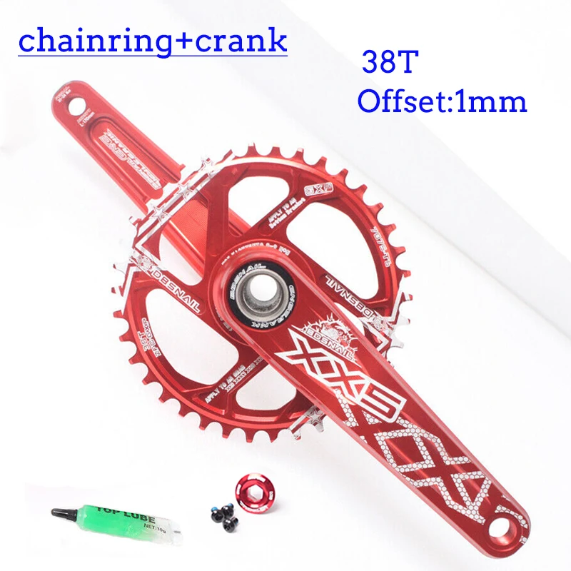 crankset 38t red BDSNAIL узкая широкая цепь MTB GXP 170 мм Кривошип дорожный велосипед горный велосипед 34-40T Fit GXP XX1 X9 XO X01 шатун Смещение 1 мм - Цвет: crankset 38t red