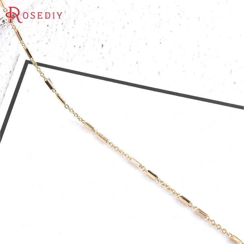 

(F301)4 pieces length 50cm thickness 1.5mm 24K Gold Color Brass Cuboid Necklace Chains High Quality Jewelry Findings Accessories