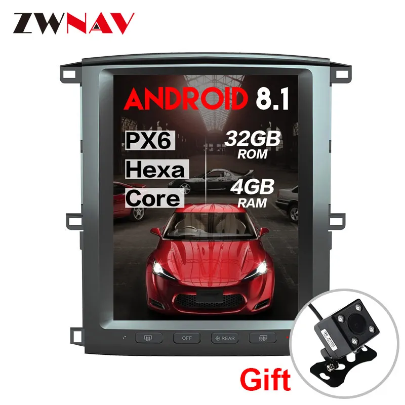 PX6 4+ 64 Tesla стиль Android 8,1 автомобильный dvd мультимедийный плеер для Toyota land cruiser lc100 2002-2007 gps навигация Авторадио
