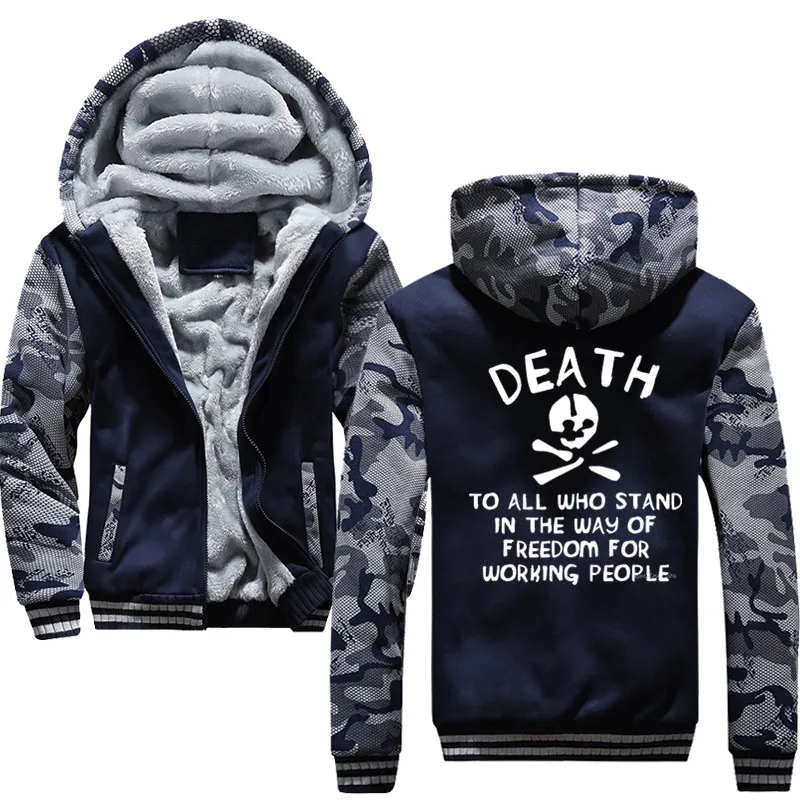 

Death To All Who Stand In The Way Winter Jacket Thick Men's Hooded Sweatshirt Male Warm Sportswear Tracksuits Mens Coat