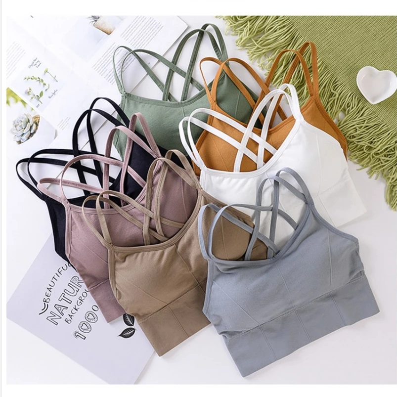 Beauty Back Sports Bra Women Padded Top Vest Tops Shock-Proof Gathering High-Intensity Yoga Cotton Underwear Fitness | Спорт и