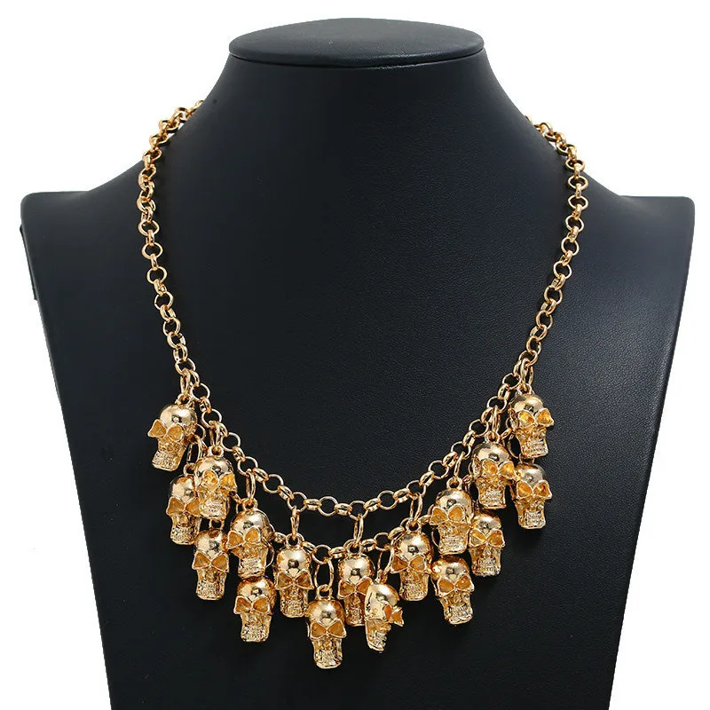 KC gold Модные, в стиле рок, панк, ожерелье с черепом и подвеской, массивное ожерелье, винтажное ожерелье с пиратским скелетом, Женские Ювелирные изделия, 5 цветов - Окраска металла: KC gold