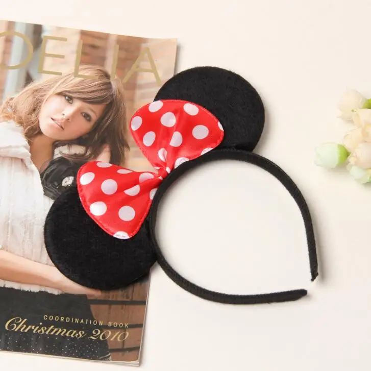 Милые вечерние повязки с красными бантами и ушками для мальчиков и девочек, ободок с ушами мыши на день рождения, вечерние аксессуары