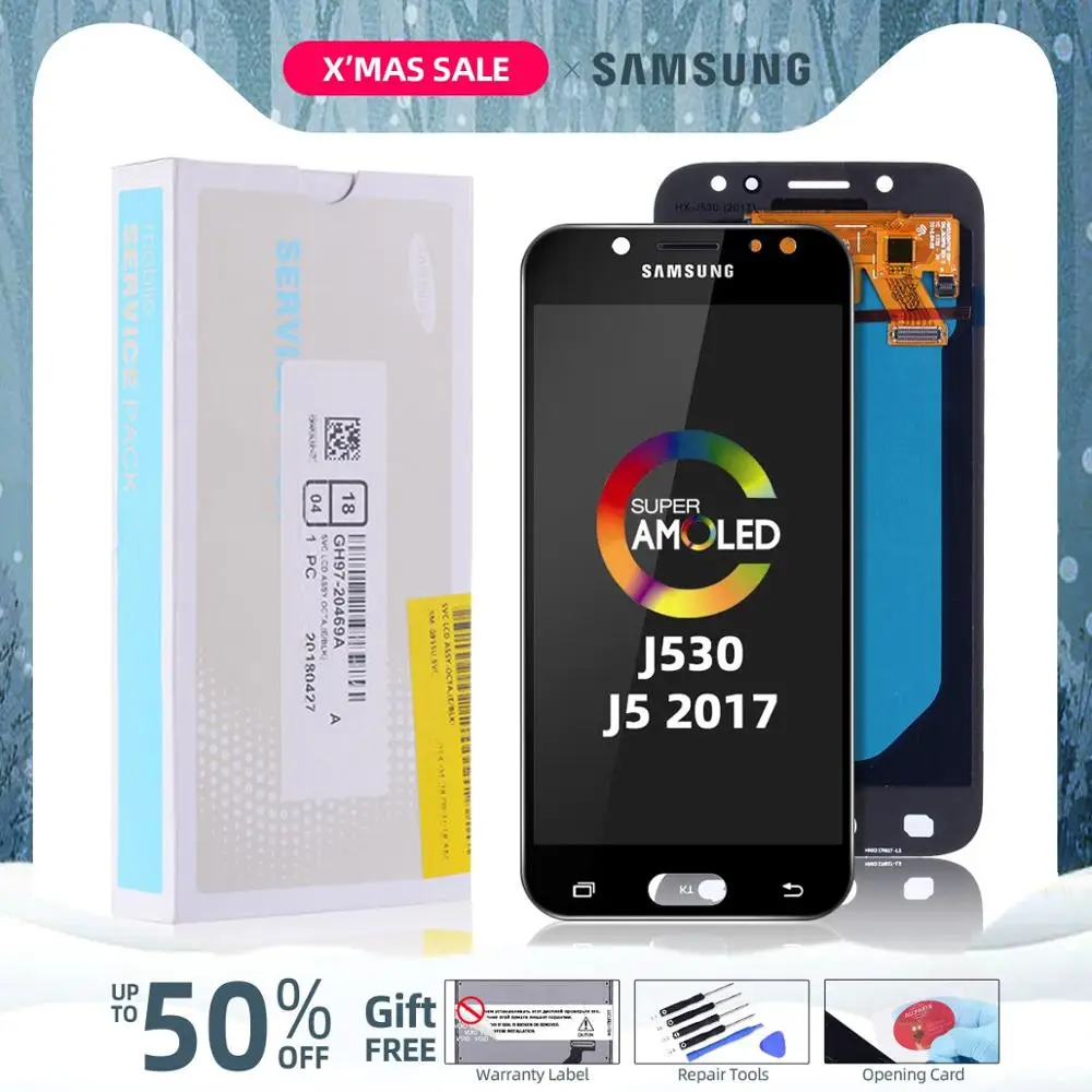 5.2" AMOLED Дисплей для SAMSUNG Galaxy J5 LCD J530 Дисплей в сборе с тачскрином J530F черный белый золотой