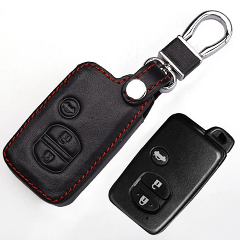 Кожаный чехол для автомобильного ключа Toyota Camry Highlander Prado Crown Land Cruiser Prius vitz 3 кнопки