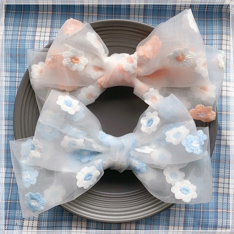 

Fashion Floral Hair Scrunchie Hairpin Headdress Ponytail Holder Flower Barrette Mesh Bowknot Hair Gift Women Hair Accessories