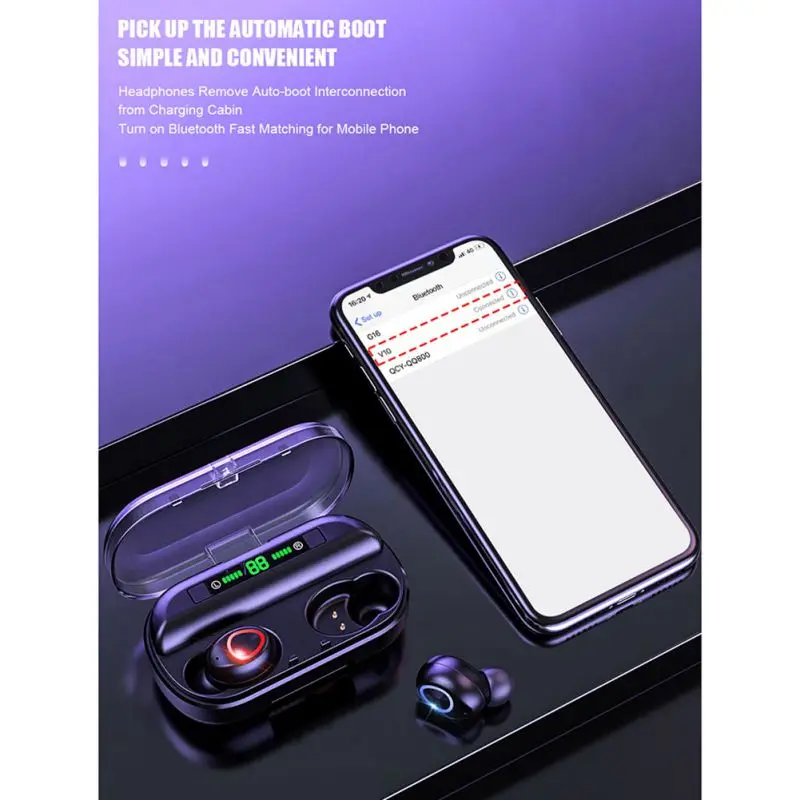 Новые TWS Bluetooth V5.0 Наушники Беспроводные водонепроницаемые наушники емкость