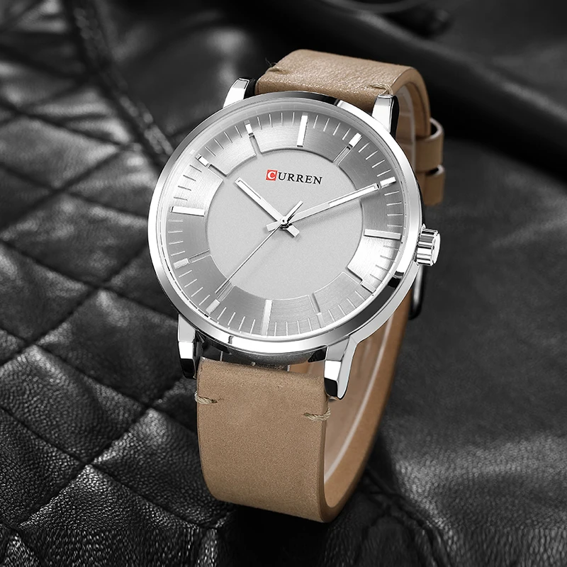 CURREN повседневные мужские водонепроницаемые часы с кожаным ремешком спортивные