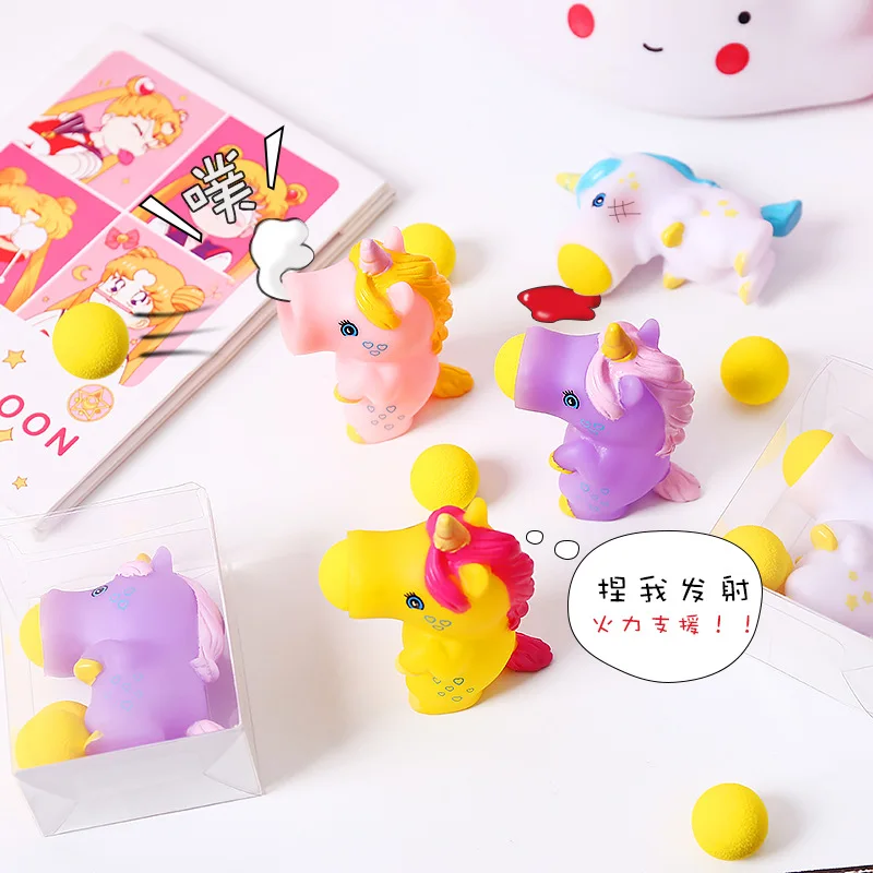 Каваи мультфильм Единорог игрушка мягкие шутеры сжимаются шалость смешная паста