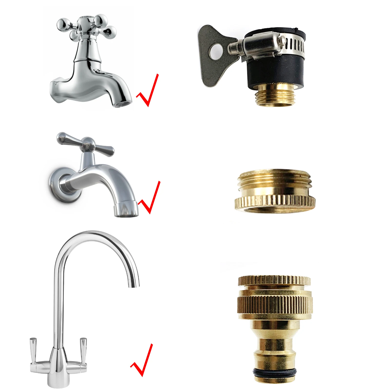 

Brass Hose Connector Metal Gardening Hose Adapter Quick Connect Repair Tubing Connector Tap Connection Tube Fittings Tools