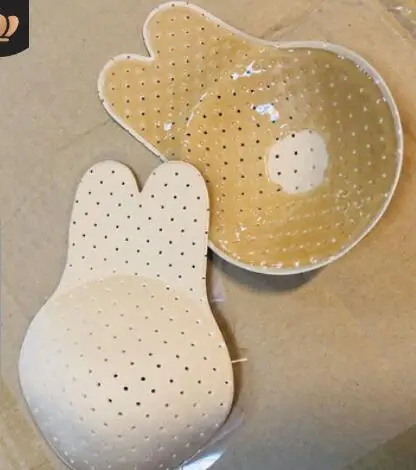 Skin with holes Бюстгальтер «кролик» Силиконовые бюстгальтеры самоклеющиеся без бретелек без спинки пуш-ап гель Волшебная грудная лента соска крышка наклейки невидимый бюстгальтер - Цвет: Skin with holes