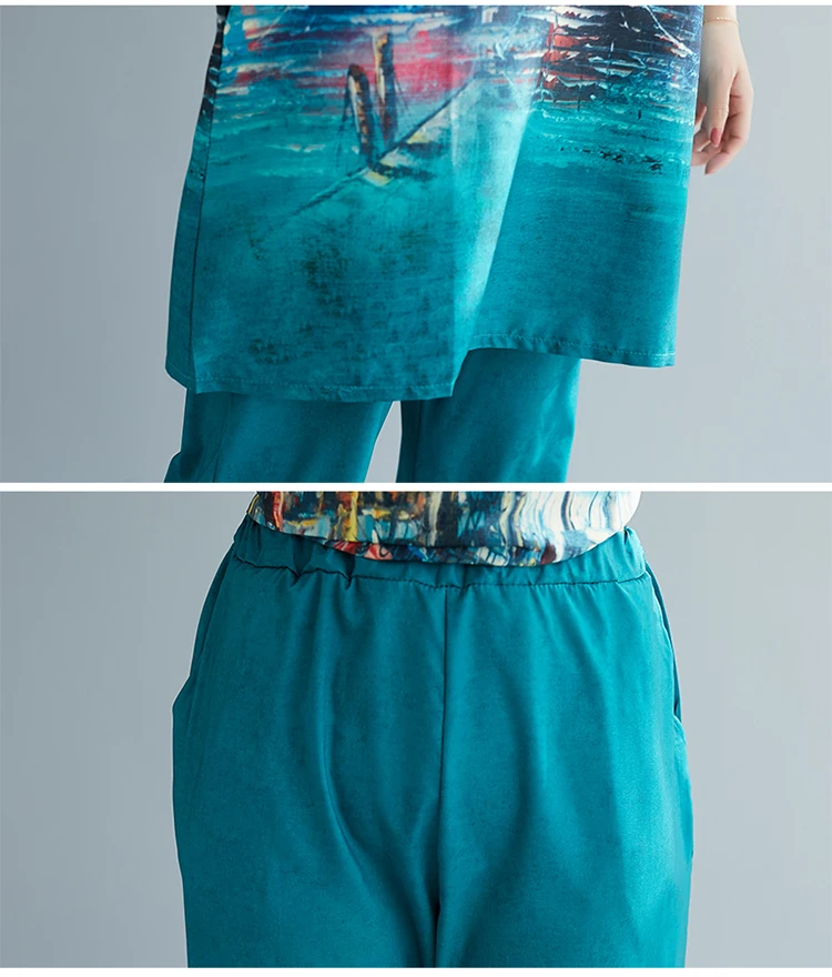 

Floral Print Women Two Piece Outfits Summer Casual Womens Clothes Women 2 Piece Set Top And Pants Womens Clothing Matching Sets