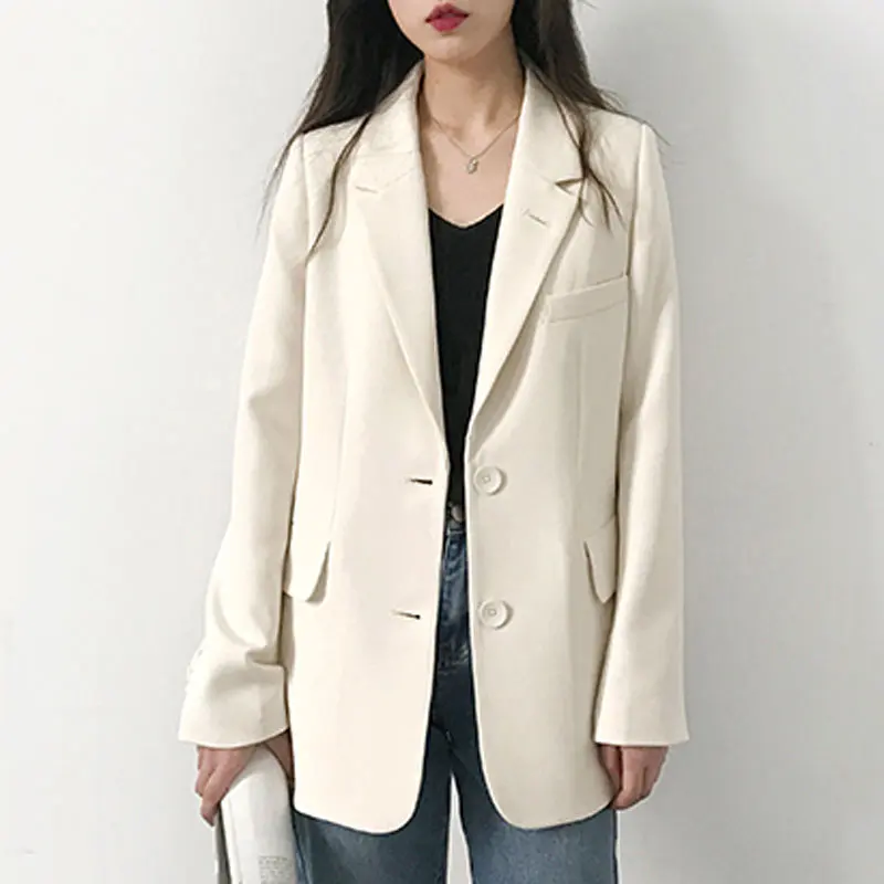 Casual Solid White Blazer Long Sleeve Women Blazers and Jackets Notched blazer mujer blaser feminino Suits Coats Female