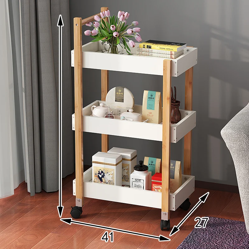 

Modern simple floor standing mobile shelf multi storey storage rack in bedroom phyllostachys pubescens multifunctional trolley