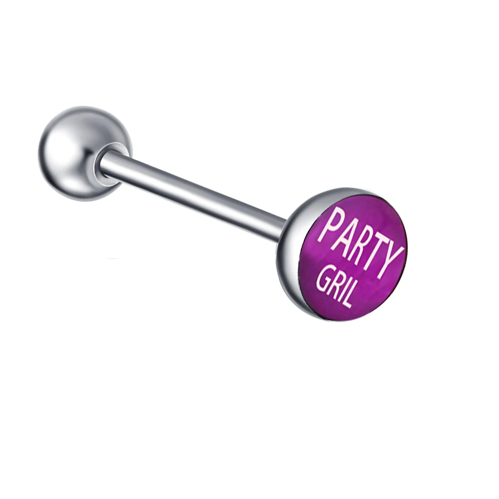 party girl TIANCIFBYJS из нержавеющей стали 14 г металлический пирсинг для тела логотип кольца для сосков спиральные украшения для пирсинга украшение-серьга для тела для женщин мужчин 1 шт. или 1 комплект - Окраска металла: party girl