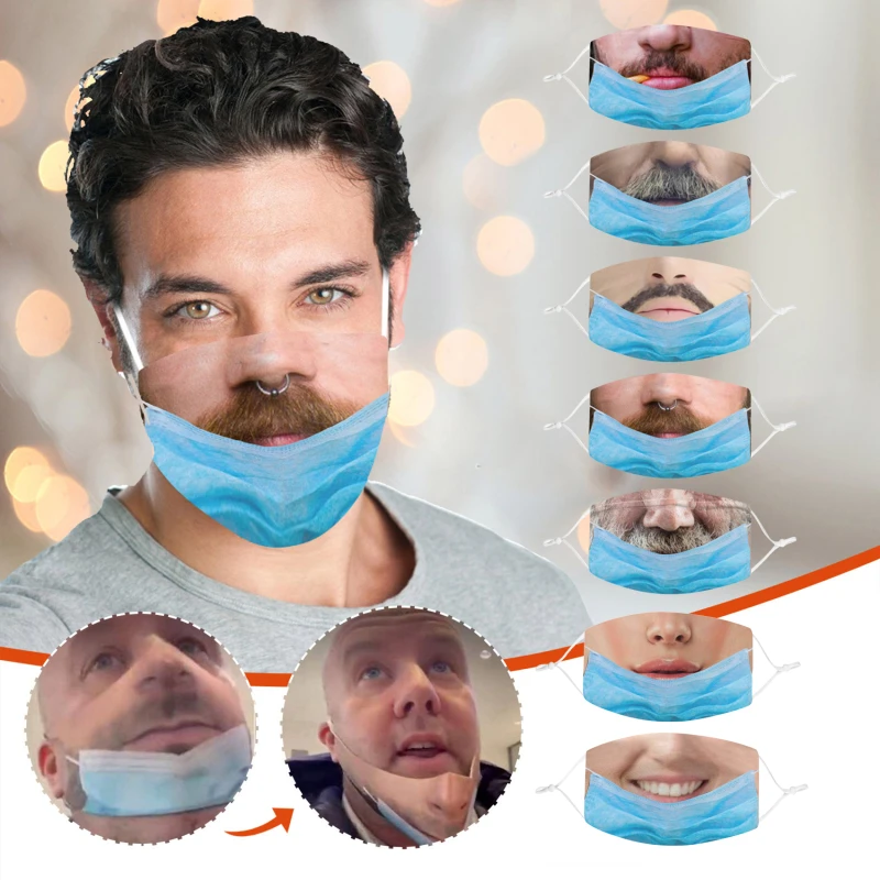 

10 видов стилей смешное лицо маска для Для женщин мужчин 2 слоя пыле 3d напечатанный на открытом воздухе моющиеся повторного использования пе...