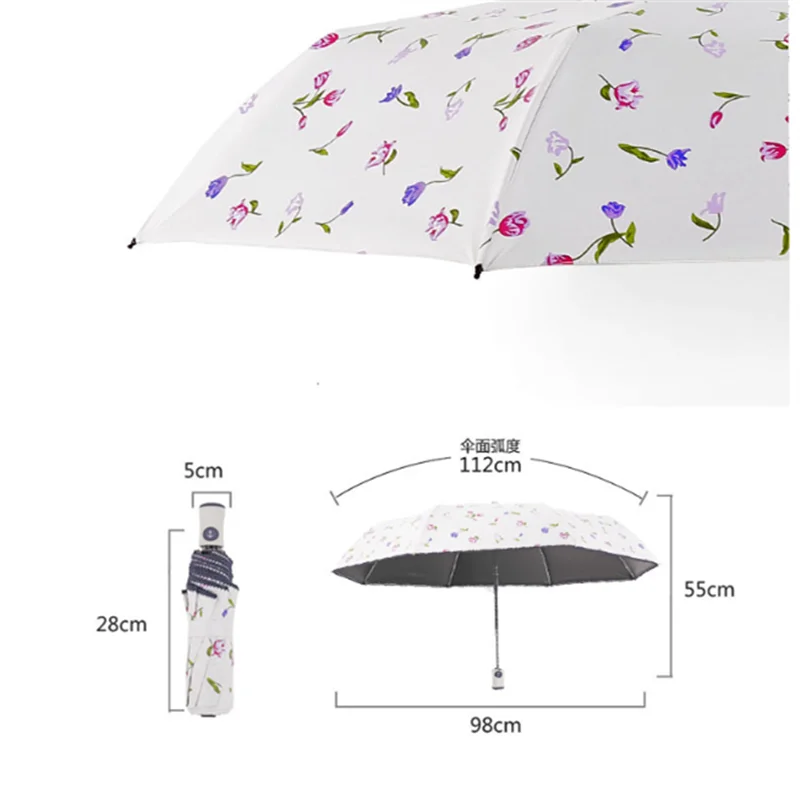 Винтажный Шебби-цветочный женский зонт от дождя 3 складной прочный аксессуар