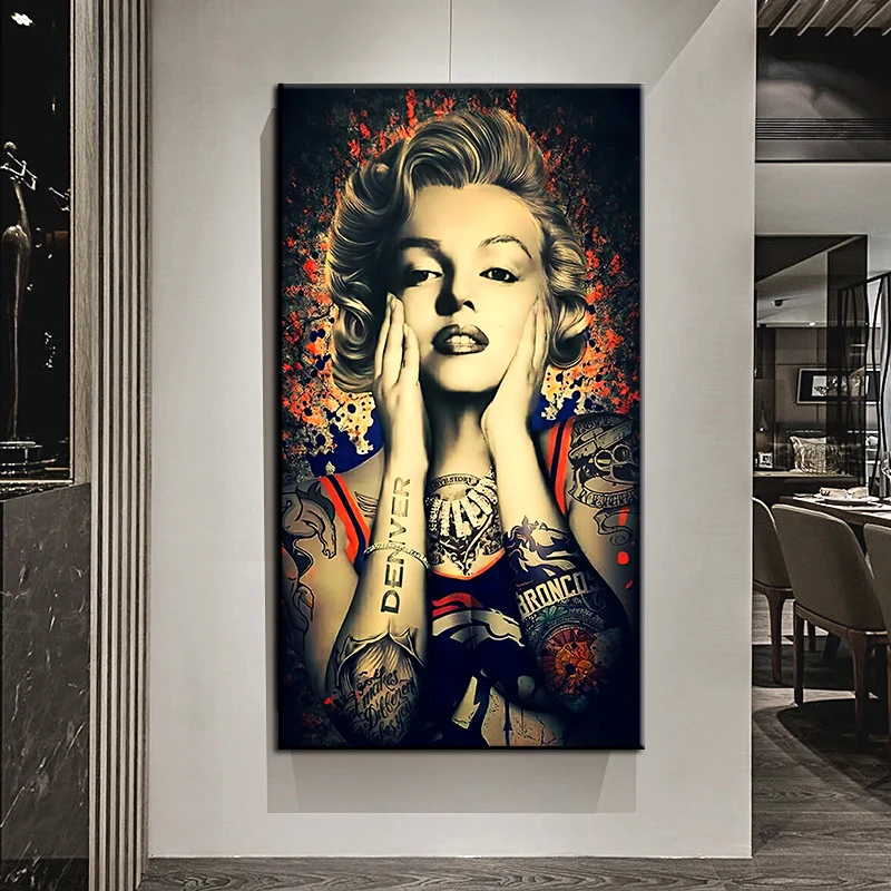 Винтажные татуировки Мэрилин Монро плакаты Картина на холсте настенные и принты