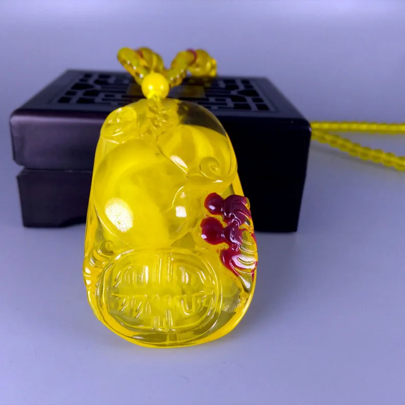 Натуральный Янтарный медовый воск кулон Fushou | Украшения и аксессуары