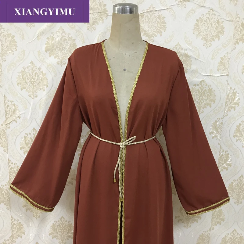 

F819Abaya Qatar Turkish Islamic Malaysia Ruffle Pleated Muslim Hijab Dress Abayas For Women Robe Musulmane Kaftan Dubai Clothing