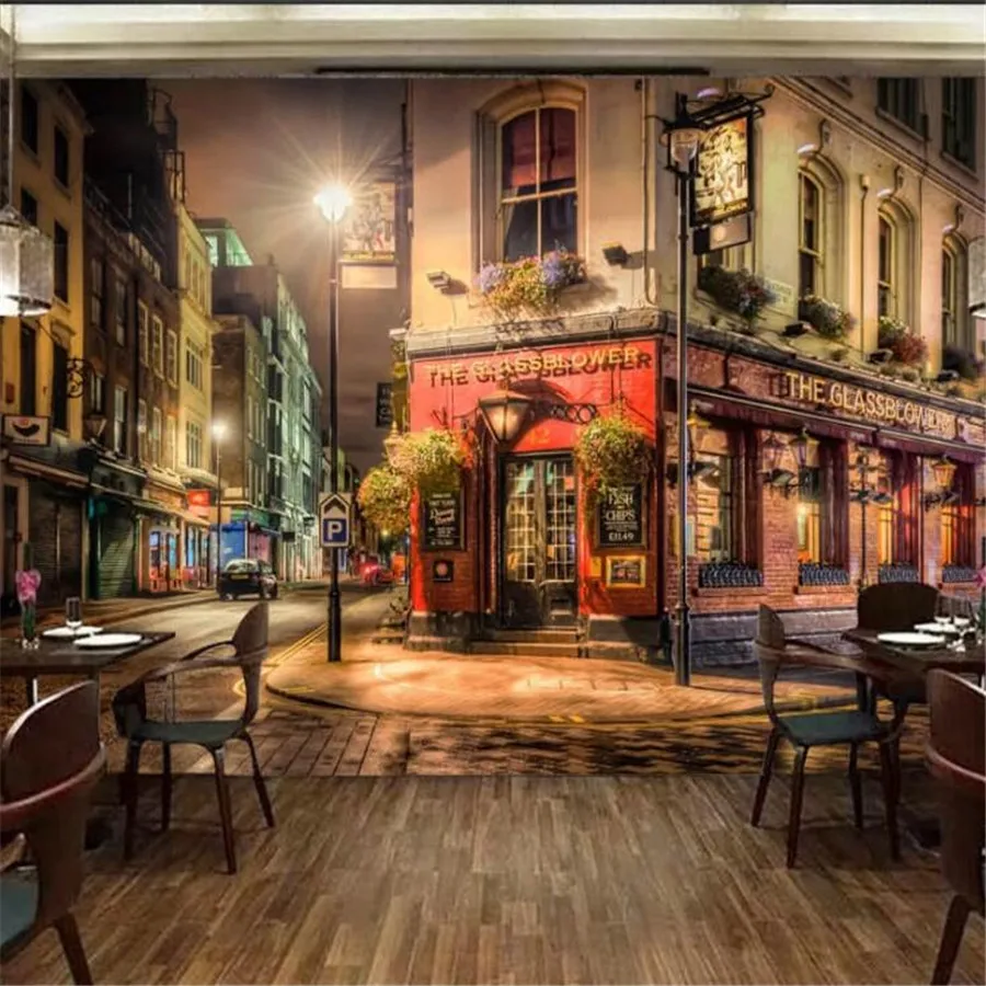 Пользовательские обои wellyu 3d фрески красивые теплые огни угловой магазин бар кафе