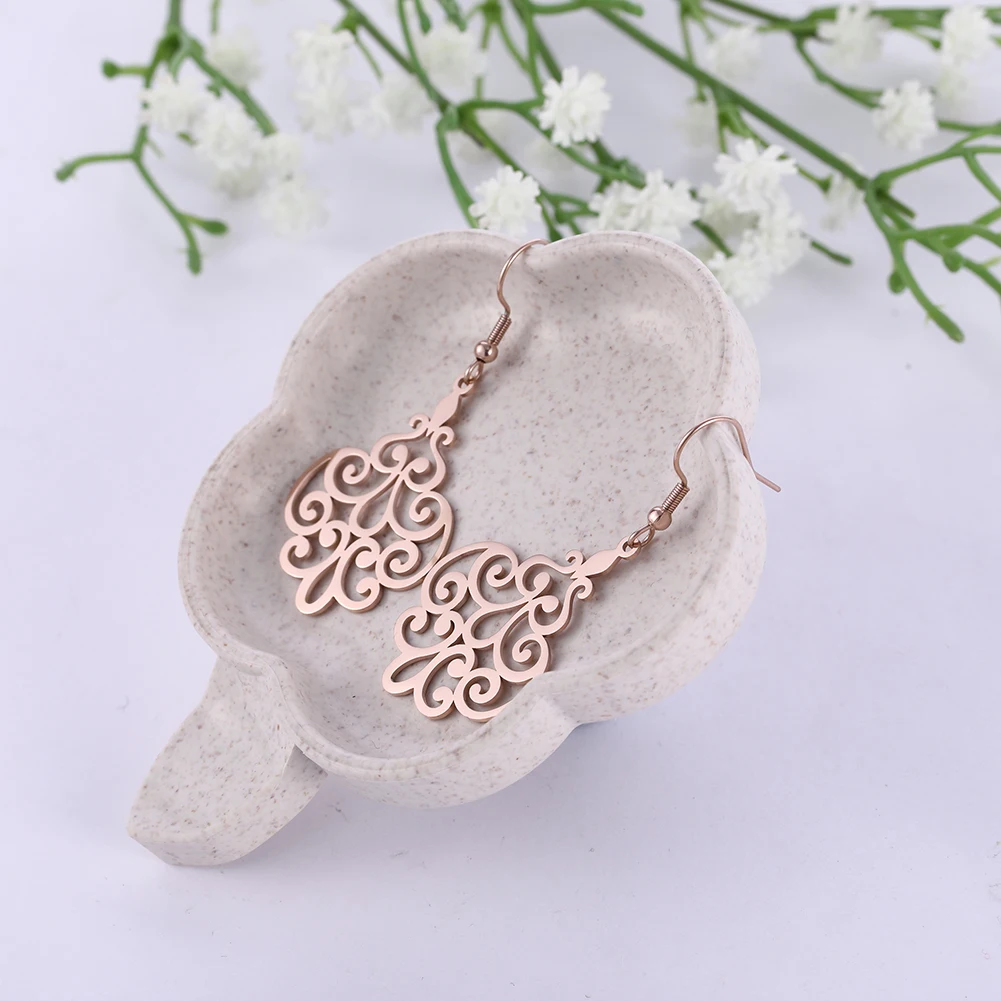 Рыбий крючок полые Роза круг цвет золотой цветок лист лицо Богемия нержавеющая