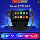 Автомобильный мультимедийный плеер Junsun V3Pro, проигрыватель на Android 10, с голосовым управлением, Qualcomm, для Ford Focus 3, Mk 3, 2011-2019, CarPlay, типоразмер 2DIN