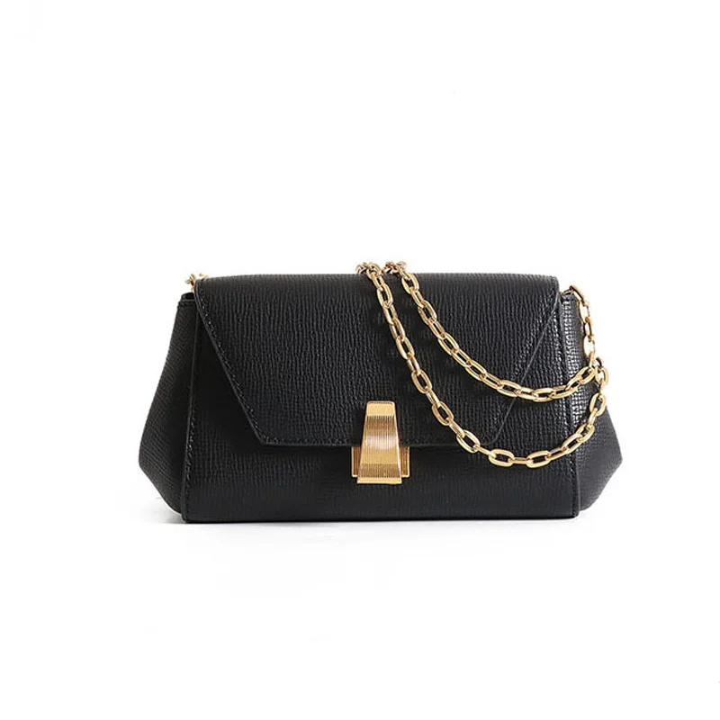 

Chains Women 2020casual Crossbody Bag Cow Leather Ladies Hand Bags Genuine Leather Underarm Handbags Vintage Messenger Girls Bag