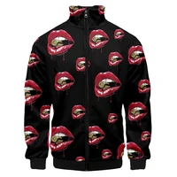 mens new 2022 sexy mouth 3d print round neck jacket casual coat mens autumn coat harajuku style hip hop trend baseball jacket