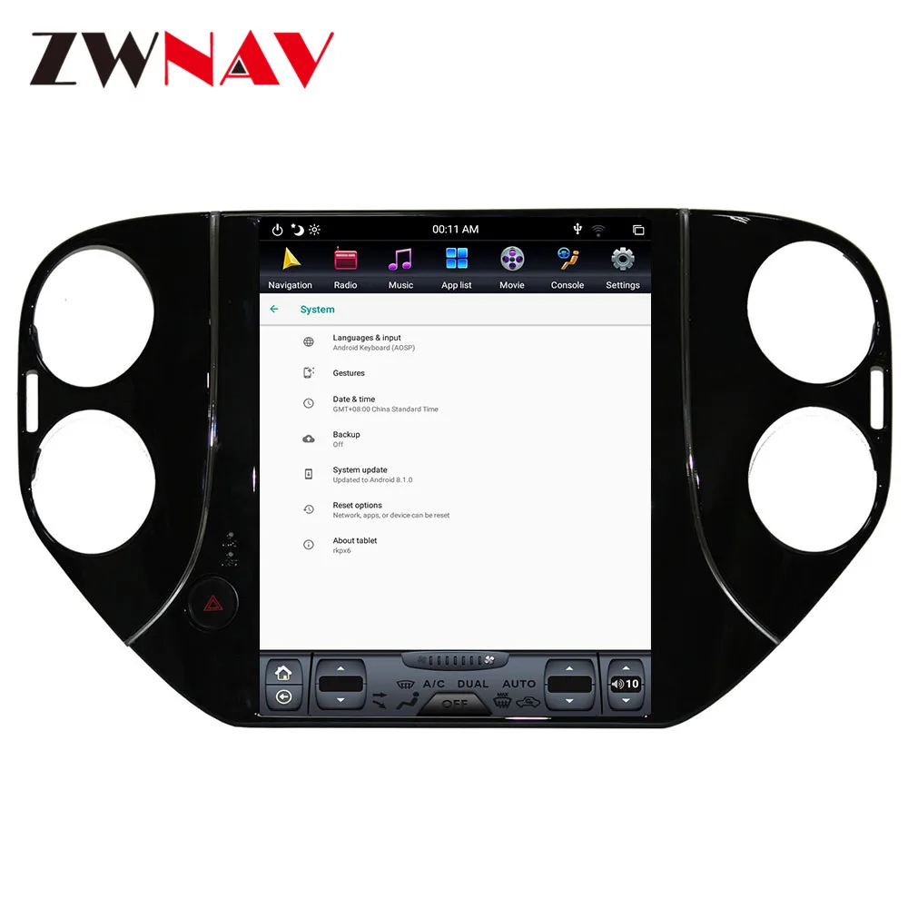 Zwnav вертикальный автомобильный сенсорный экран в стиле Tesla стиль Android 9,0 PX6 4 Гб+ 64 Гб Встроенный Автомобильный CARPLAY для Volkswagen Tiguan 2010- gps навигация
