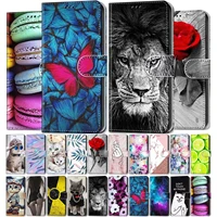 leather phone bags housing for cover xiaomi redmi note 9 10 pro mi poco m3 x3 nfc f3 lion butterfly rose flip wallet case d08f
