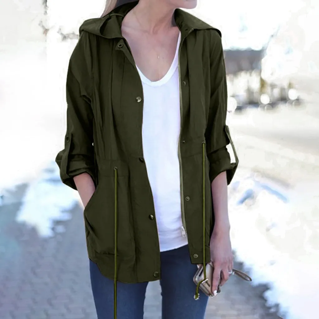 Женское пальто 2019 Новое поступление длинный рукав однотонный плюс размер куртка