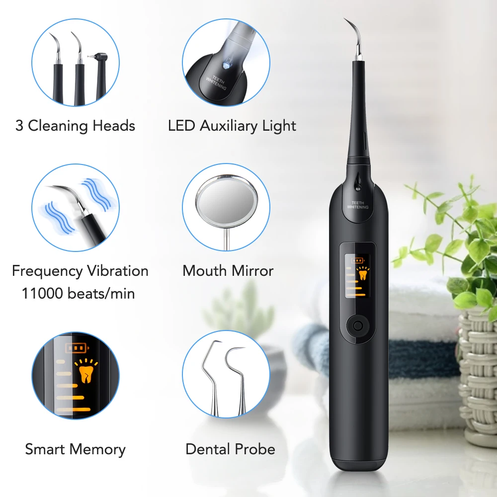 Electric Sonic Scaler Oral Dental Irrigator Tooth Calculus Remover Rechargeable Stains Tartar clean Tool with LED Display | Красота и