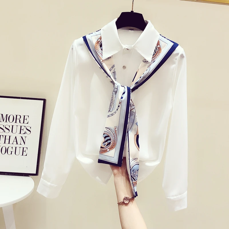 

Элегантная белая рубашка женские дизайнерские топы и блузки на весну для женщин с длинным рукавом шифон рубашки S-3XL