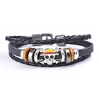 Аниме цельный браслет Luffy пиратский логотип черный кожаный плетеный косплей аксессуары браслеты ювелирные изделия детские игрушки Рождественский подарок