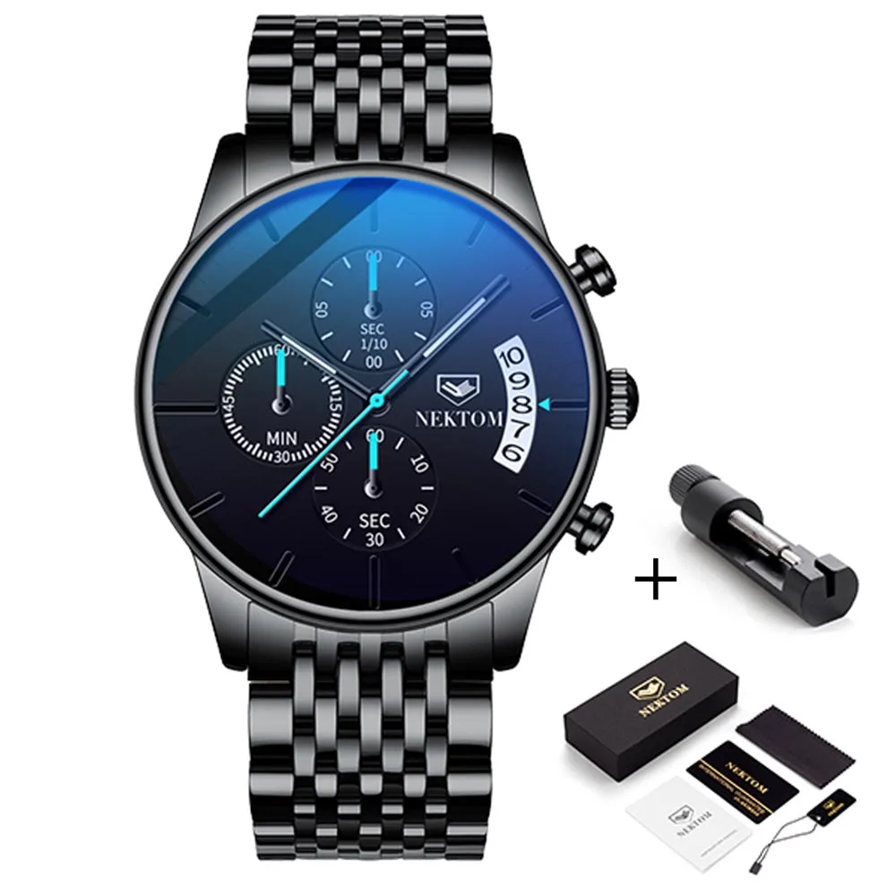 

Men's Watch,Stainless Steel Quartz Chronograph Watch,Men's Business Casual Chronograph,Quartz Waterproof Wristwatch gift for Men