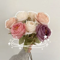 super beauty 5 colors big head imitation dried rose artificial flower living room home wedding decoration gift for friends mom
