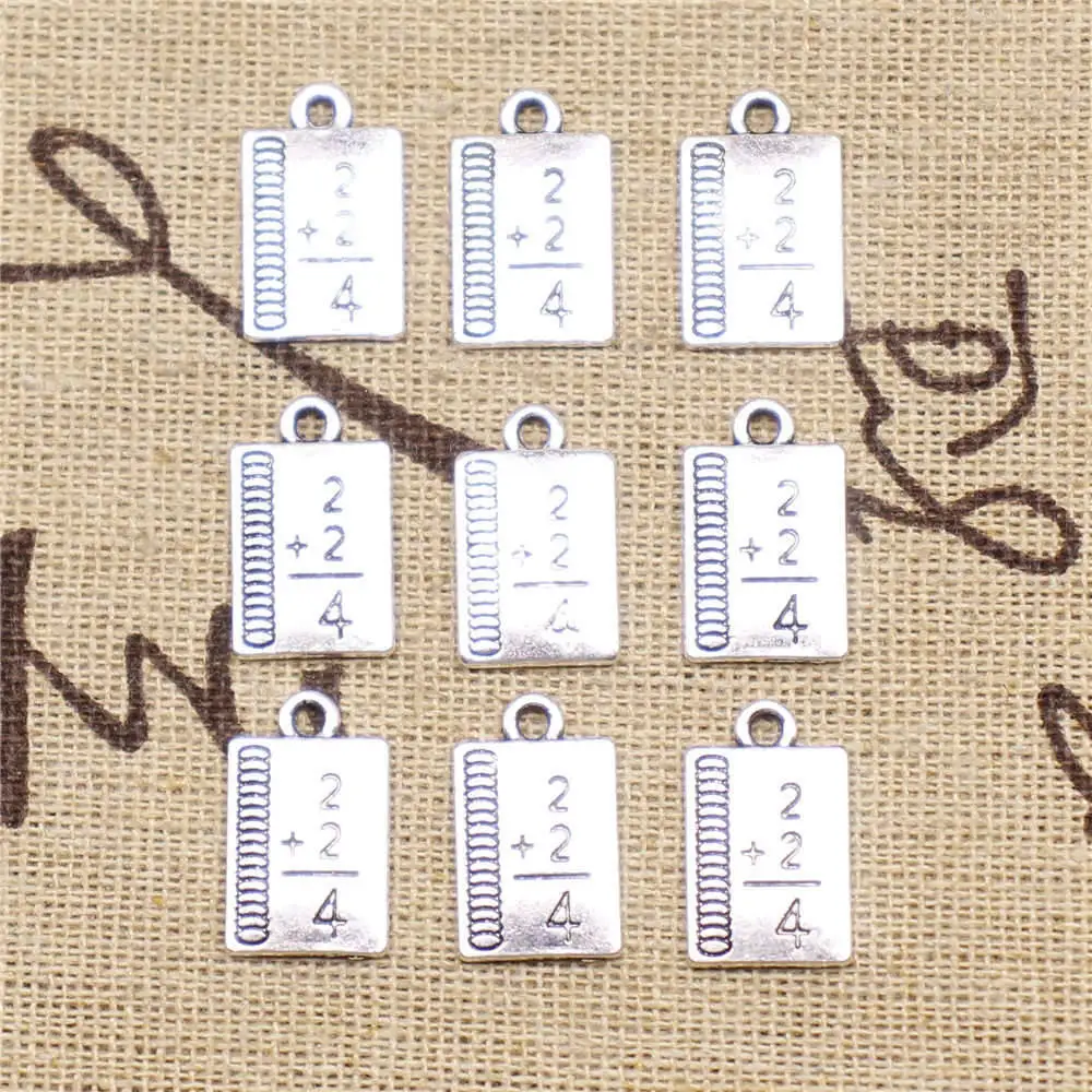 

Mathematics Textbook Charms Supplies For Jewelry Making Kit Antique Silver Color 20pcs 10x17mm