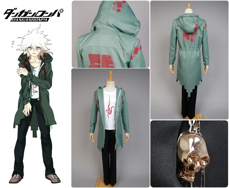 (В наличии) Супер Danganronpa 2 Косплэй костюм Nagito Komaeda Армейский зеленый куртка только