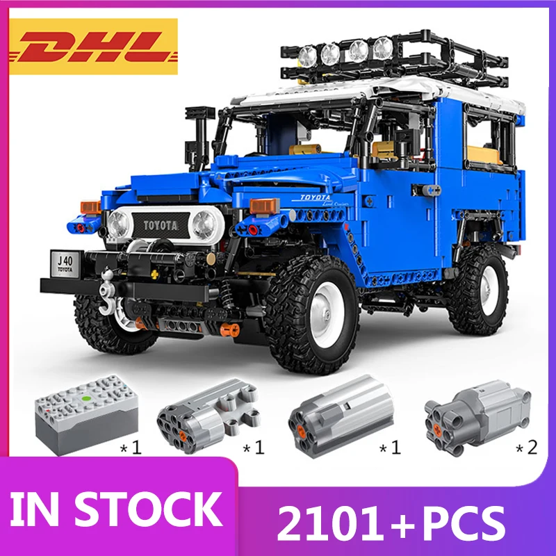 

Moc Toyota Fj40 Suv App Rc Blue Motor Power Mobile Remote Control Building Blocks Vehicle High-tech Set Kids Boys Toy Gift