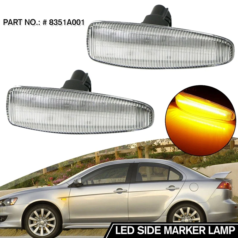 Car Dynamic LED Side Marker Lights Turn Signal Light Repeater Lamp Amber for Mitsubishi Lancer EVO X 8351A001 | Автомобили и