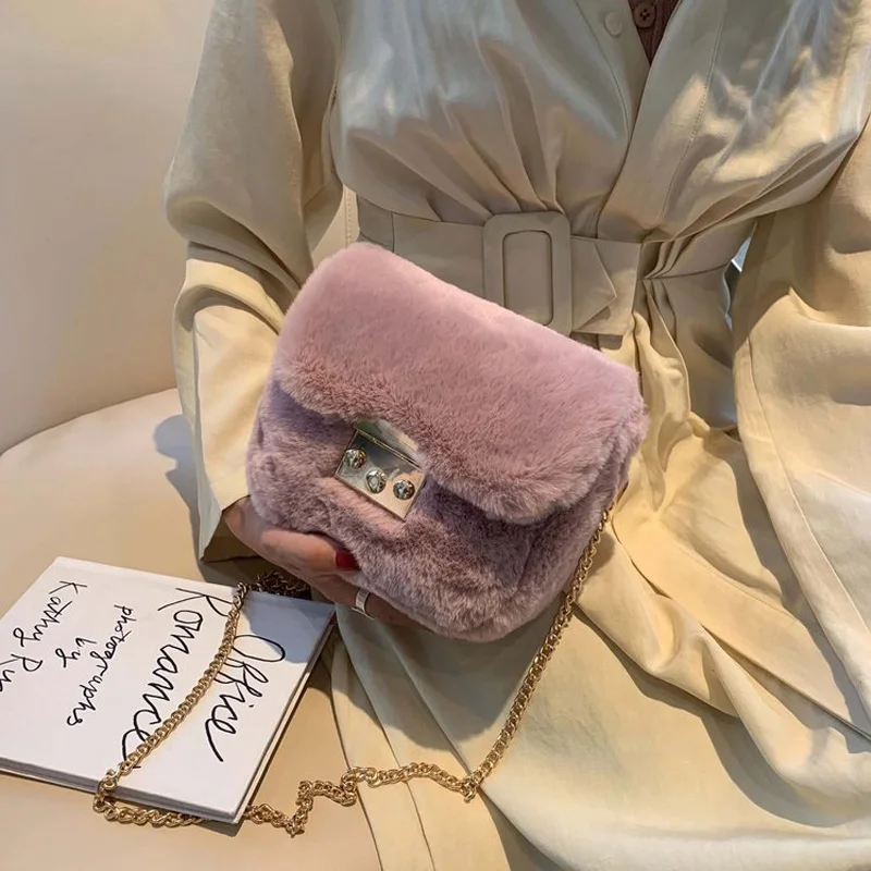 Женская сумка модная зимняя новая качественная мягкая плюшевая женская