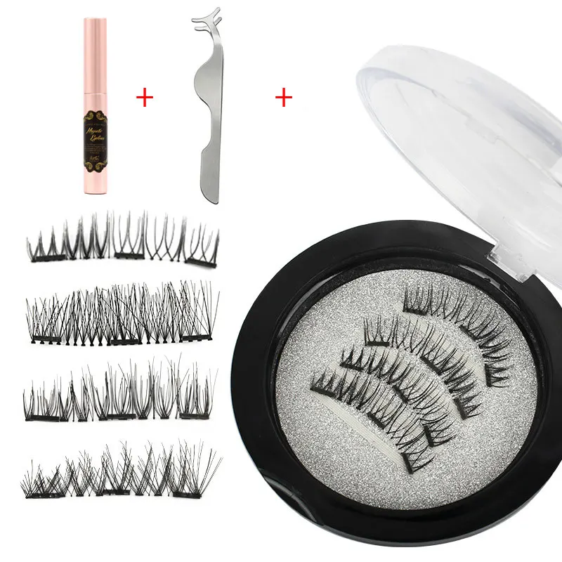 Магнитные накладные ресницы 4 шт./компл. без клея водонепроницаемые Многоразовые