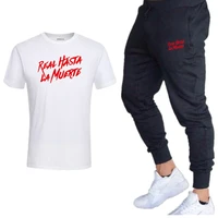 hot selling mens t shirt pants two piece casual sportswear men and women new fashion print suit sportswear gym trousers
