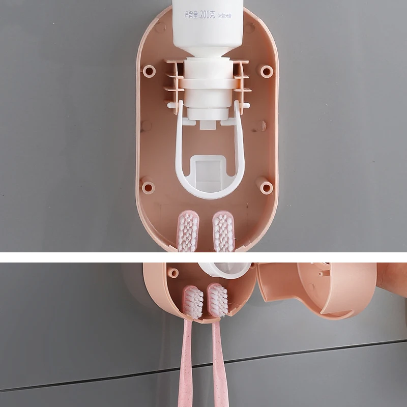 

Bathroom Automatic Toothpaste Dispenser Bathroom Accessories Set Wall-Mount Tube Squeezer Bathroom Supplies Toothbrush Holder