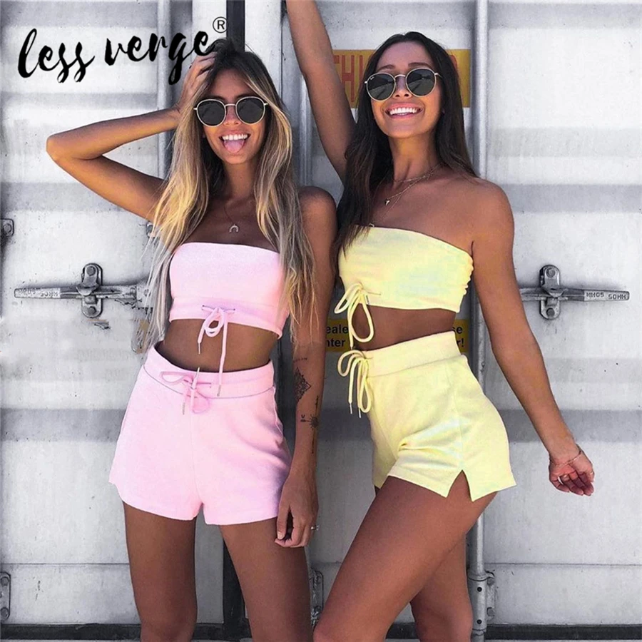 Женский комплект из двух предметов Lessverge однотонный укороченный Топ без бретелек