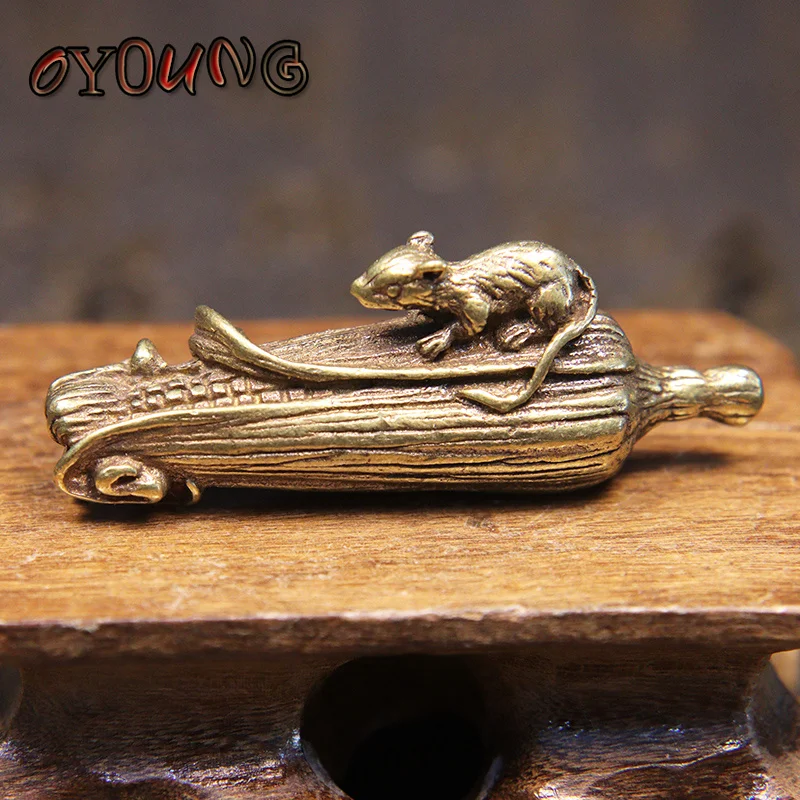 

Латунная мышь любовь Кукуруза миниатюрные фигурки Настольный орнамент украшения аксессуары домашний декор медные мыши животных детские п...