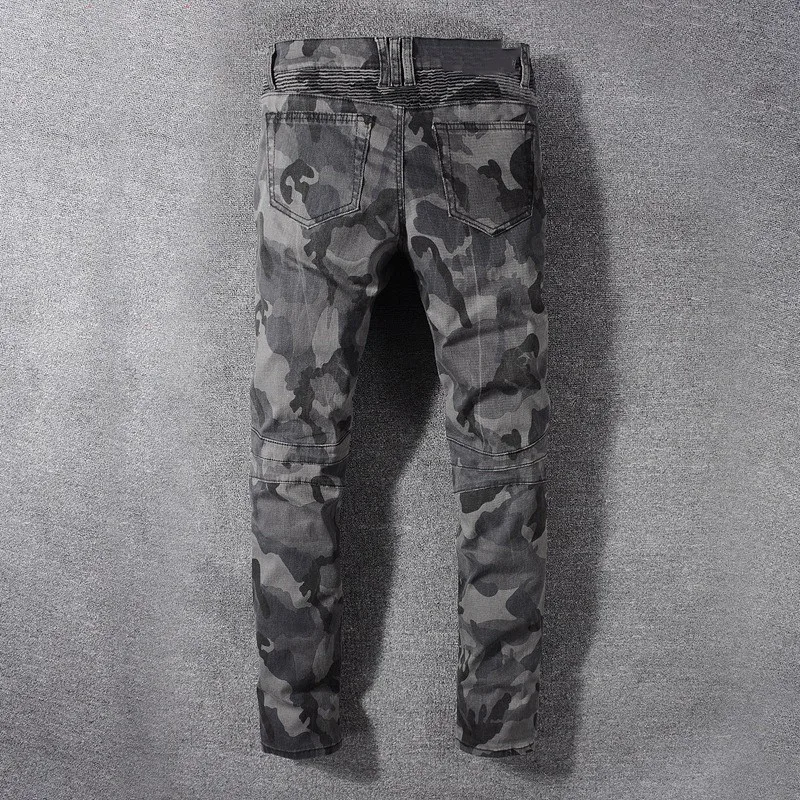 KIMSERE Мужская мода дизайнерские байкерские Джинсы Марка NEW fashion Hi Street камуфляж