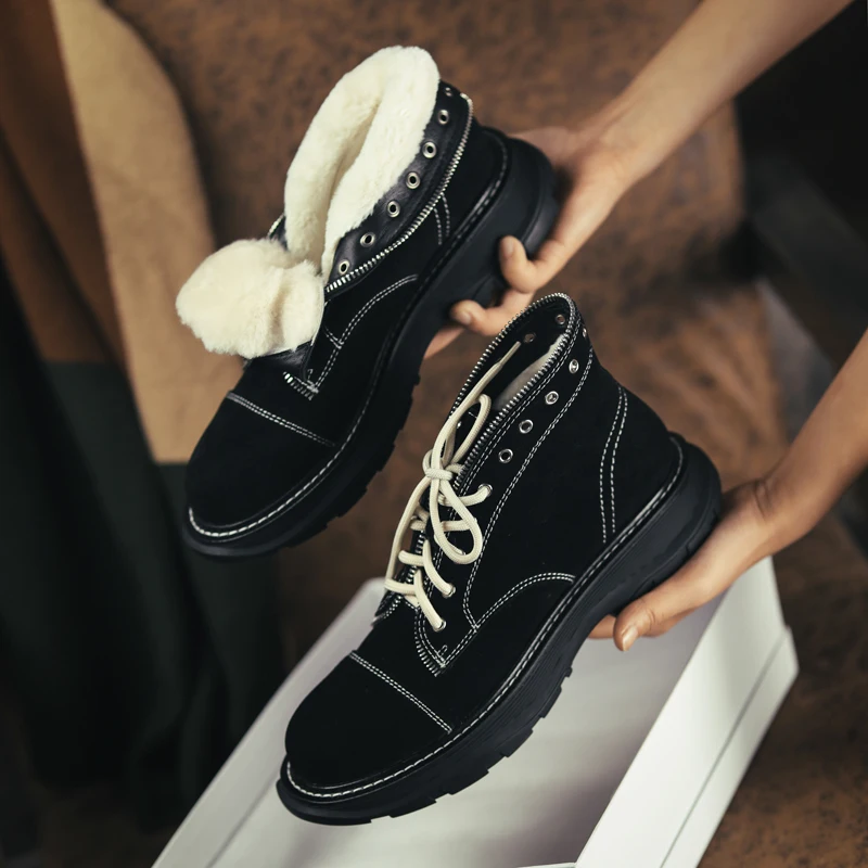 Новинка 2021 зимние ботинки Martin в русском стиле женская теплая обувь на меху и